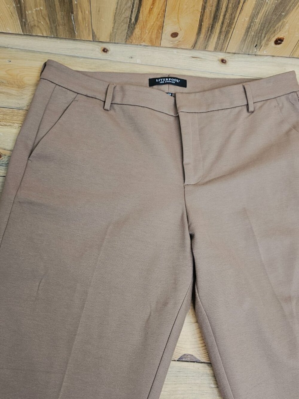 Liverpool Kelsey Knit Trousers Brown Straight Leg Dress Pants Size 16/33